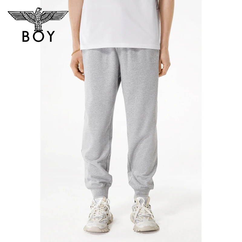 BOYLONDON 灰色运动舒适卫裤宽松针织情侣百搭个性休闲裤春N15900