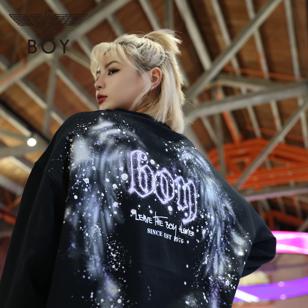 【冬日烟花】BOYLONDON秋季潮牌卫衣情侣款翅膀宽松百搭上衣N03003