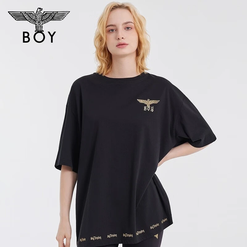 【破棘之翼】BOYLONDON夏季短袖翅膀权杖经典百搭宽松黑色T恤N01025