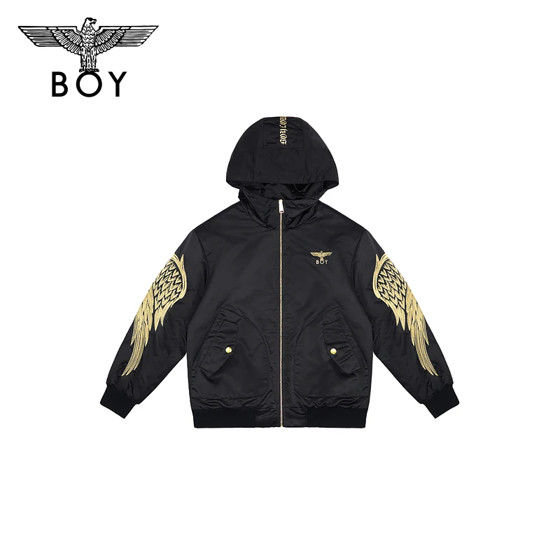 【半神羽翼】BOYLONDON翅膀刺绣连帽棉服外穿短夹克外套情侣 N29001