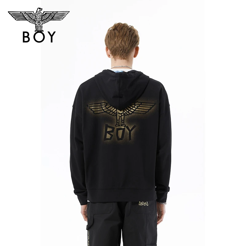 【星空使者】BOYLONDON潮酷网点时尚烫钻情侣连帽开衫卫衣春 N06001