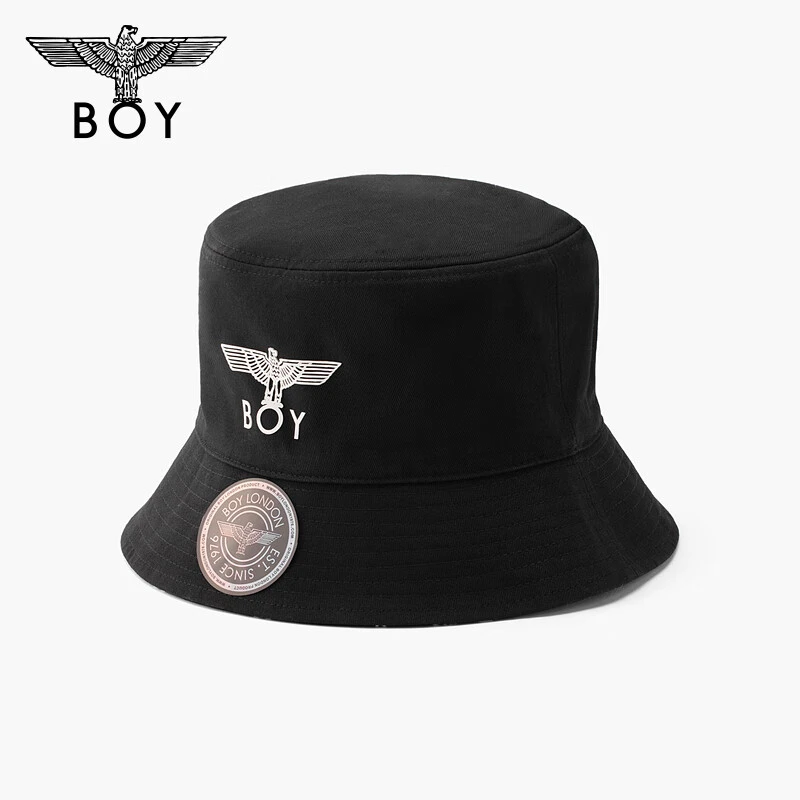 BOY LONDON秋季情侣款防晒帽老鹰印花休闲遮阳渔夫帽黑N90005