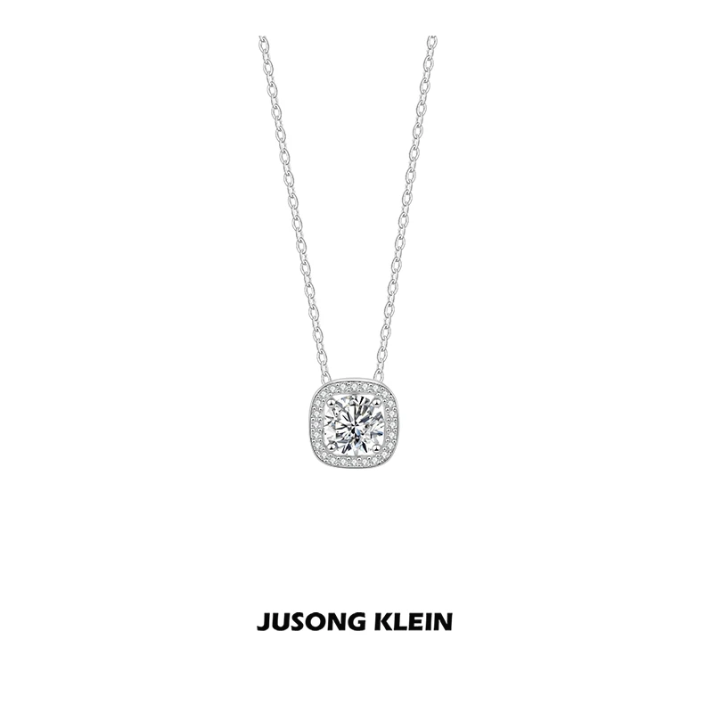 Jusong klein 钛钢项链 方糖项链女轻奢小众镶嵌方形锆石锁骨链