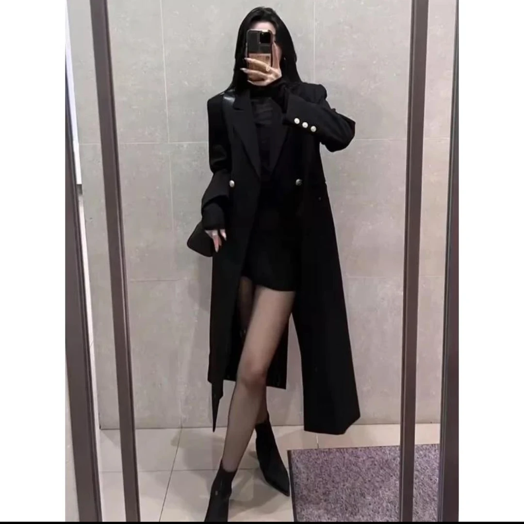 2024大女主秋冬西装大衣小众设计感显瘦高级感厚长款西服风衣外套