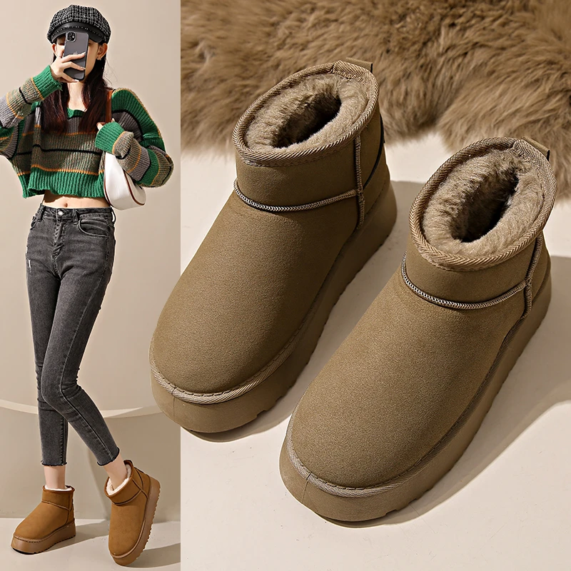 加绒高帮雪地靴女2023冬季新款学生ins韩版保暖休闲厚底增高棉鞋