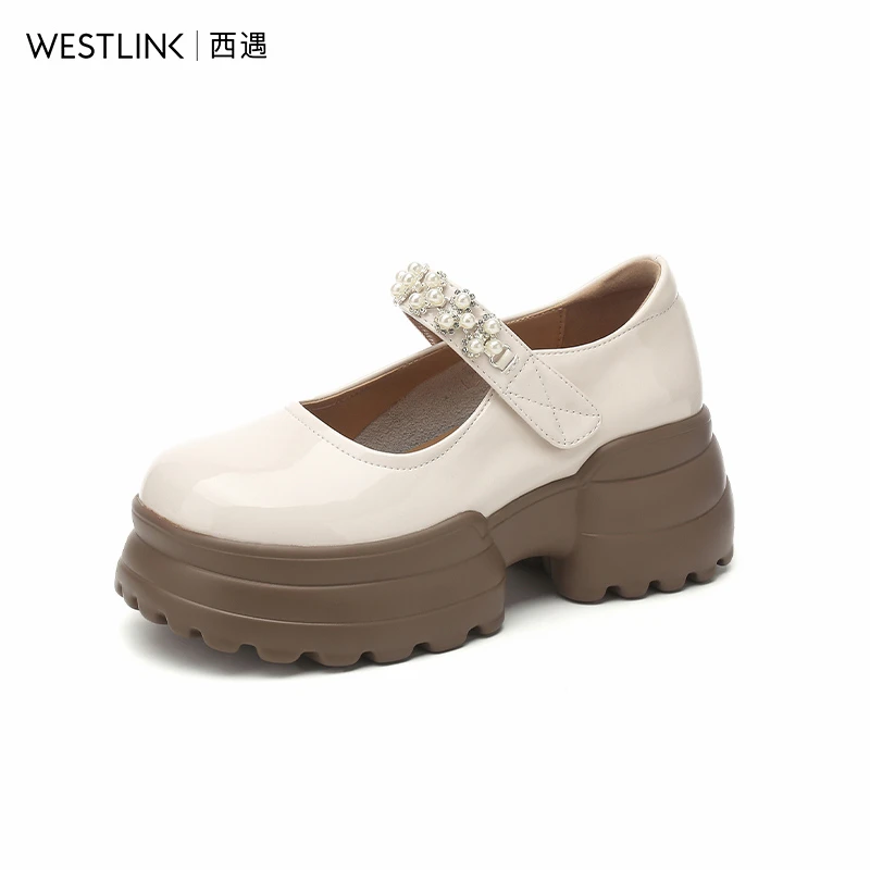 Westlink/西遇甜酷小皮鞋厚底乐福鞋增高法式k学院风玛丽珍女单鞋
