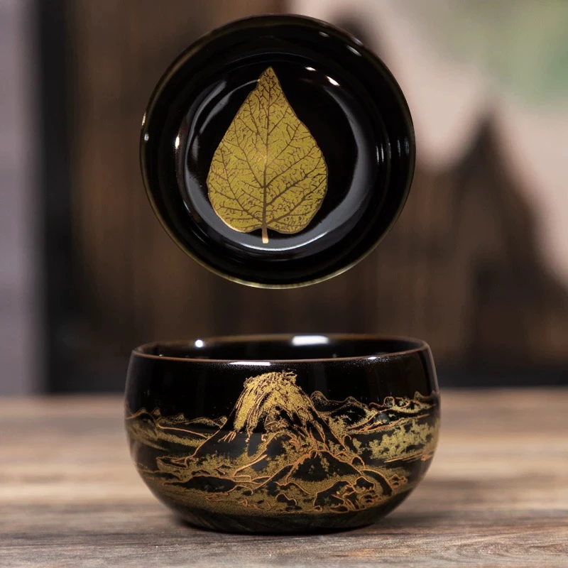 陶瓷乌金金叶主人杯A80(flk)