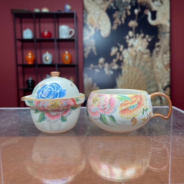高档汝窑企鹅型一壶一杯旅行套装功夫茶具@429