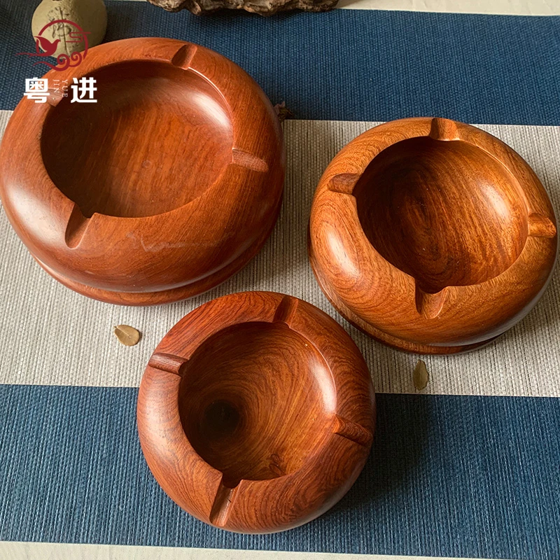 缅花烟灰缸实木手工大方红木烟灰缸实木质高档大气实用家用烟灰缸