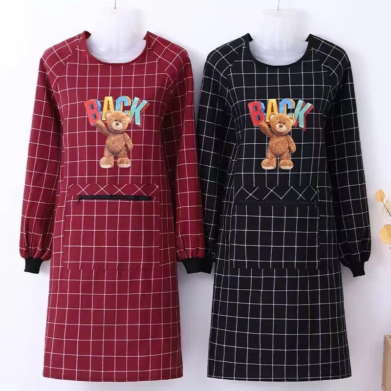 加厚罩衣长袖拉链袋耐磨耐脏厨房家用洋气外穿男女通用透气工作服