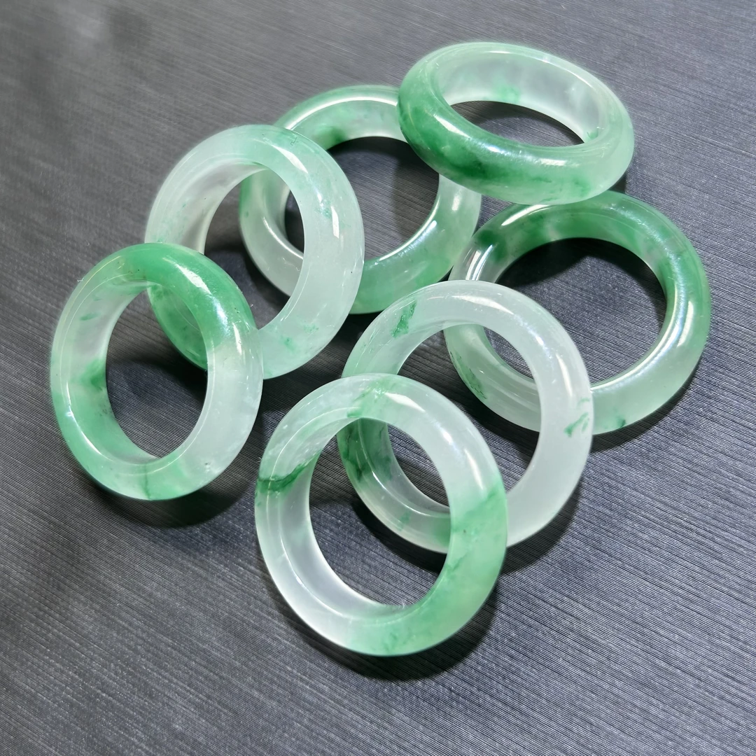 非洲翠精品冰飘花戒圈拍一发一女款绿色测量圈圈精美高冰飘绿