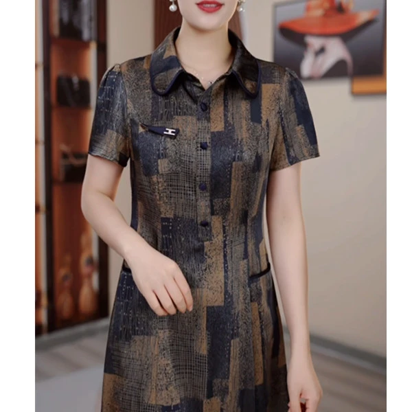 衬衫领夏季新款遮肉显瘦修身气质连衣裙HR0363中国风洋气时尚