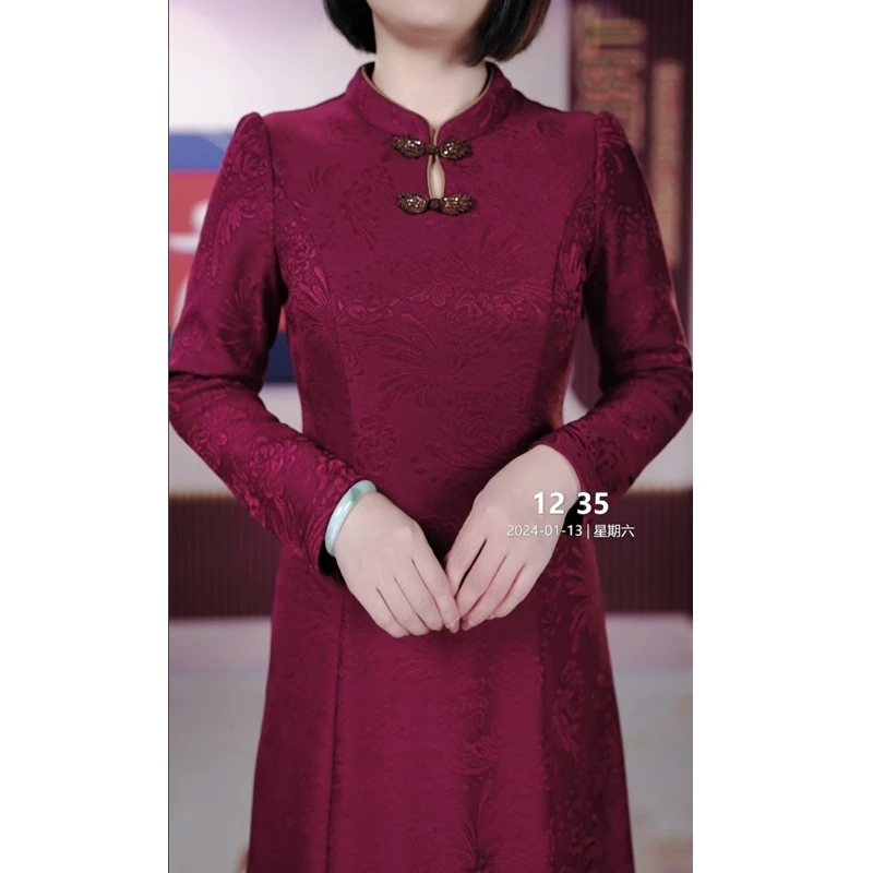 冬季新款加绒加厚修身显瘦遮肉连衣裙HR0212气质高雅大气复古洋气