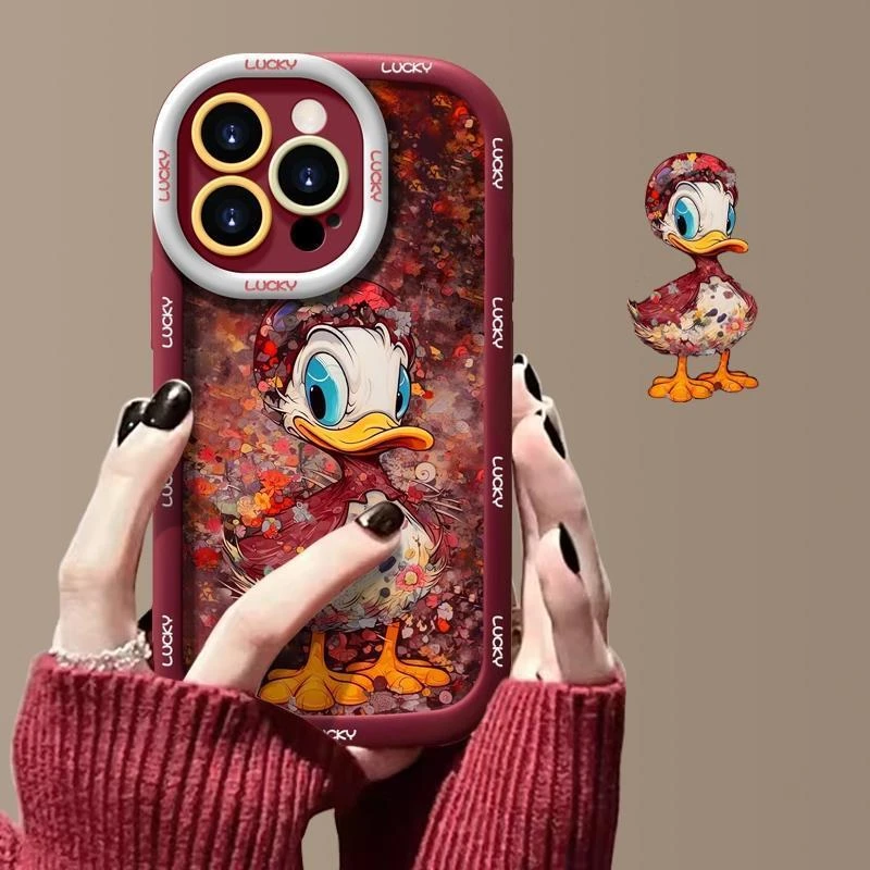 碎花鸭苹果15手机壳iPhone14ProMax可爱13pro卡通12软11全包xsmax