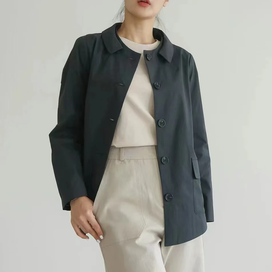 【xineba韩国鞋】POLO领短风衣2024新款女士时尚洋气舒适百搭轻奢