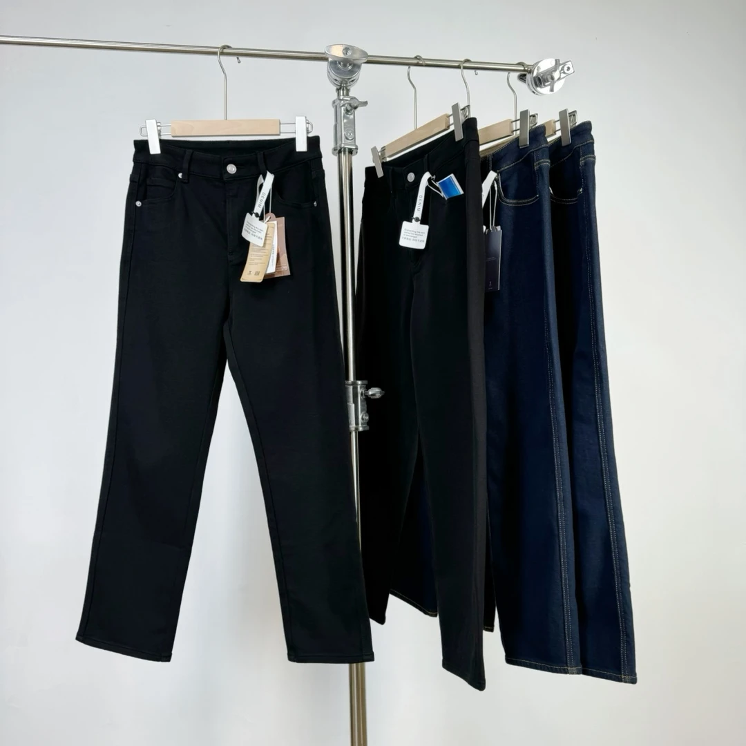 【黑标系列】P-9988加绒四面弹直筒牛仔裤百搭显瘦休闲九分烟管裤