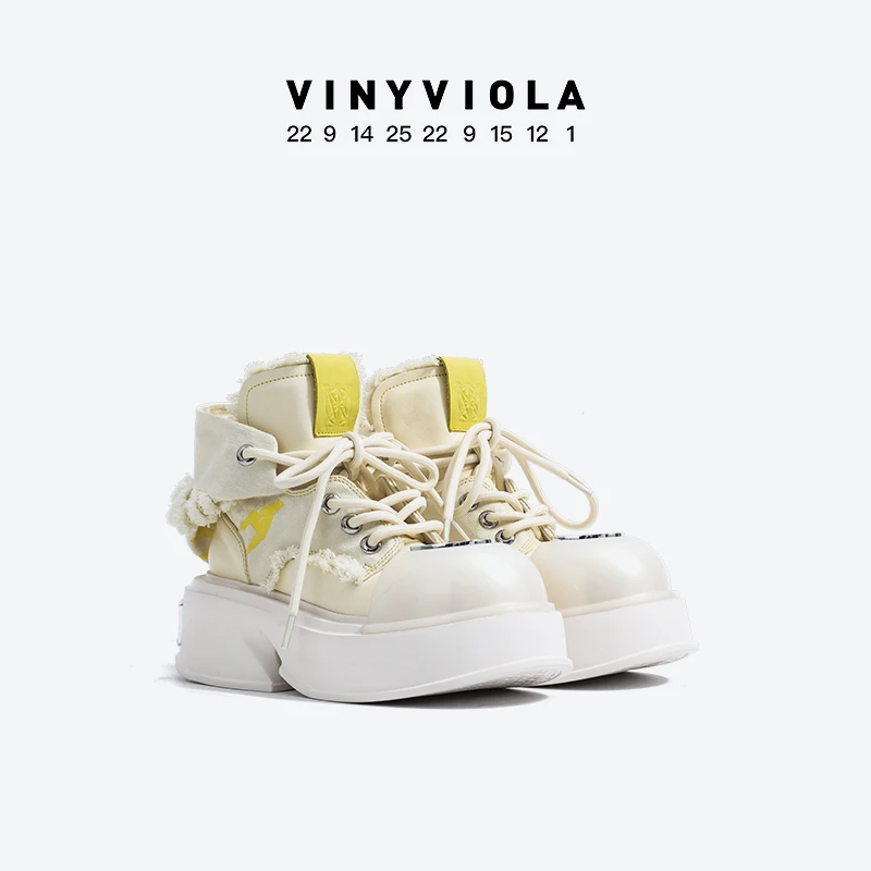 VINYVIOLA维尼维拉25新款阔腿裤必备鞋牛仔厚底靴--帽子靴