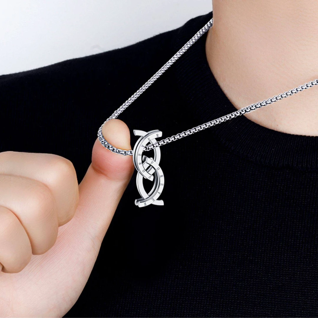 钛钢吊坠 韩版亲吻鱼变形戒指创意吊坠男女情侣时尚百搭网红项链