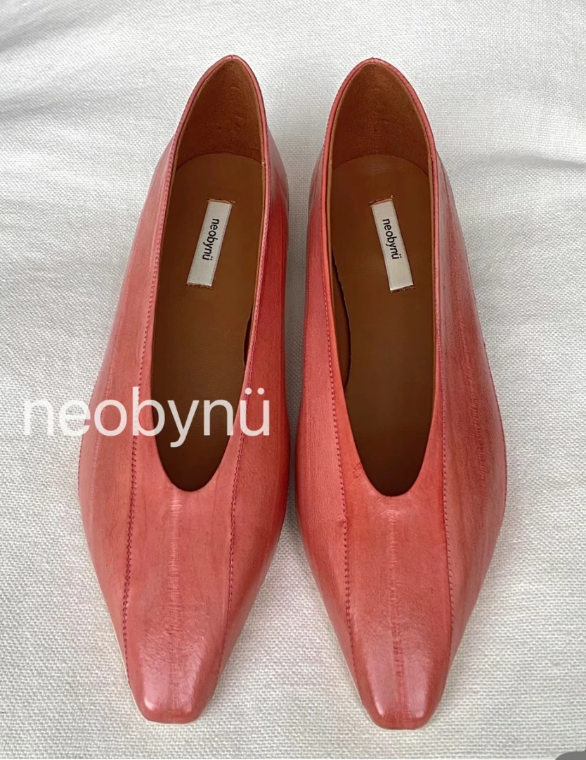 【neobynü】孤品高跟粗跟时装鞋浅口百搭方头平底单鞋皮鞋