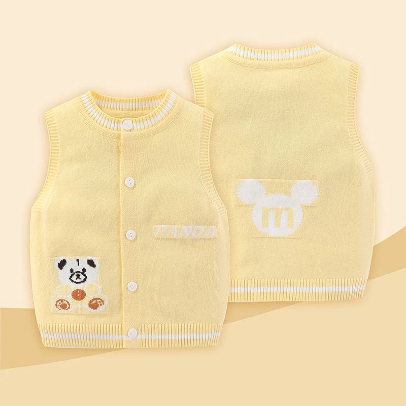 秋装新款婴儿马夹背心毛线针织背心男女宝宝外穿坎肩开衫时尚圆领