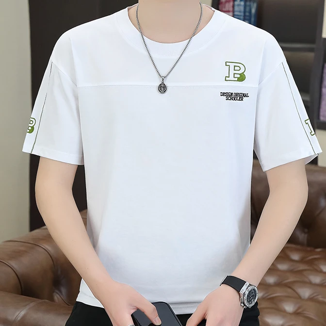 夏季半袖男士休闲律动莫兰迪透气薄款T恤男士短袖上班时尚修身