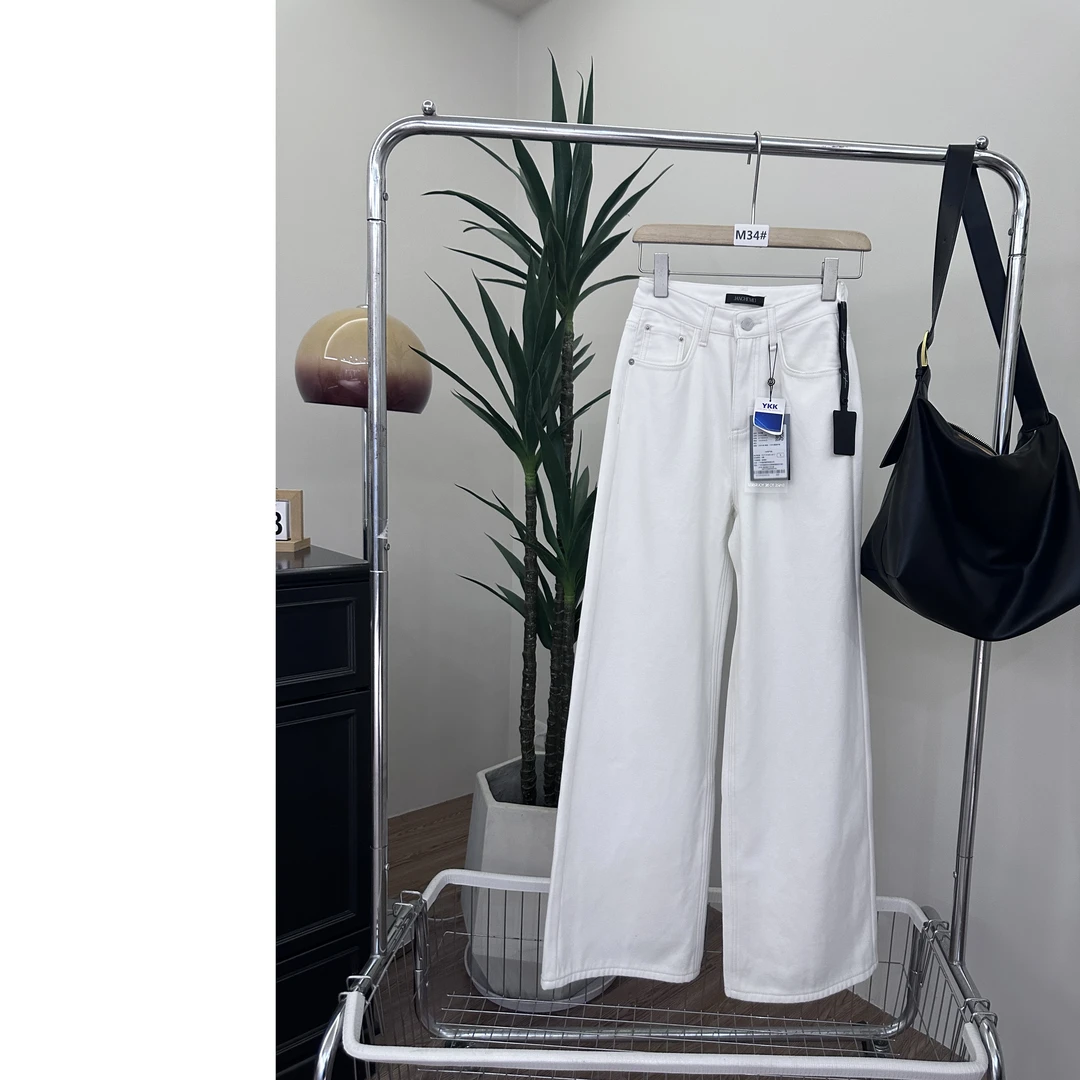 加绒白色拖地牛仔裤 M34#