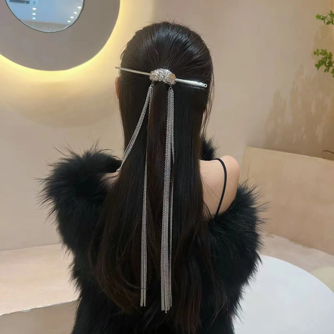 MINGFANXI/名梵希新中式个性超长链条流苏发簪小众设计感长款发饰