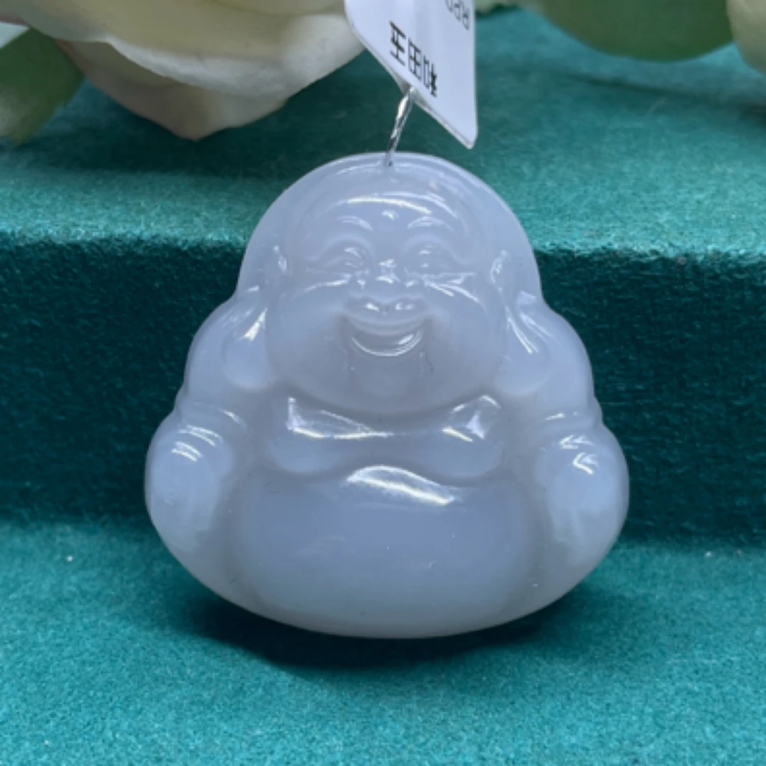 和田玉精品冰烟紫时尚经典显贵气佛公吊坠挂坠气质