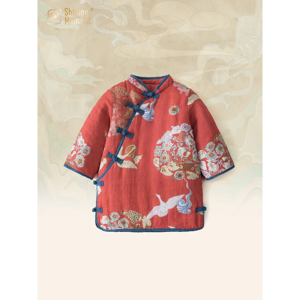 夹棉婴儿旗袍红色盘扣复古女宝宝外出拍照喜庆周岁百天儿童礼服