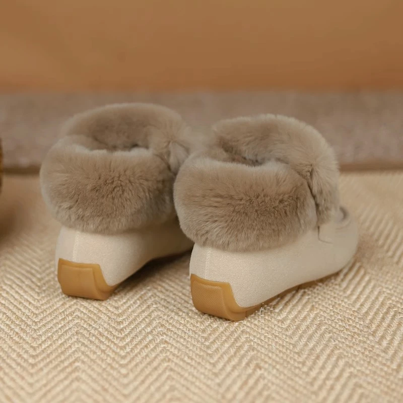 回力瑞毛毛鞋女冬季外穿2023深口棉鞋豆豆鞋女冬款加绒平底雪地靴