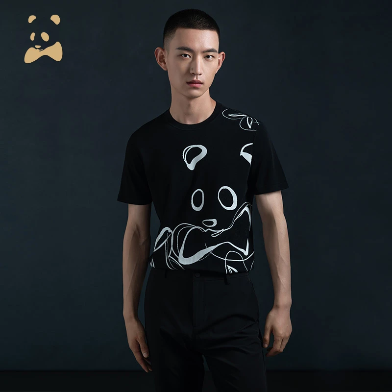 【夏季款式】CANUDILO22熊猫T恤男士套头针织短袖T恤中国风-6132303