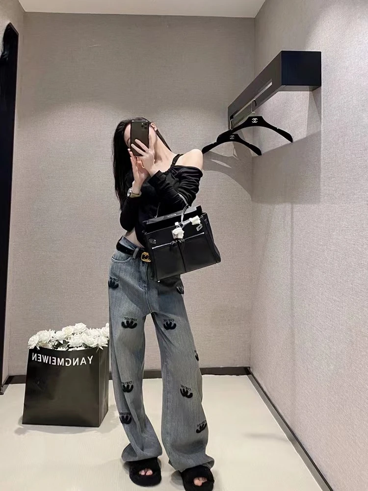 Lz 直筒重工刺绣阔腿裤