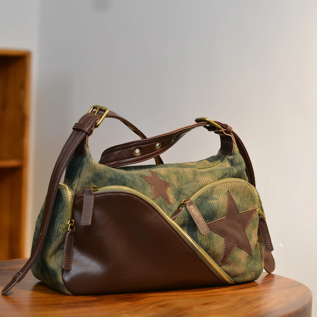 潮流包包2024新款休闲百搭单肩斜挎包灯芯绒托特包大容量女包