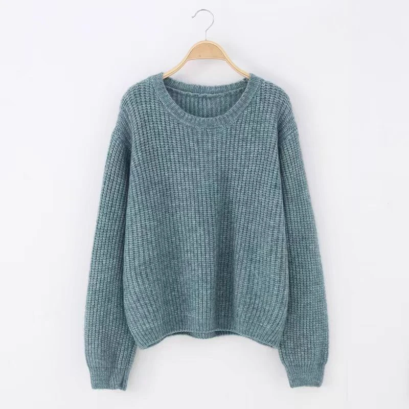 (51-100)套头毛衣女秋冬新款慵懒风粗线加厚宽松外穿百搭针织上衣