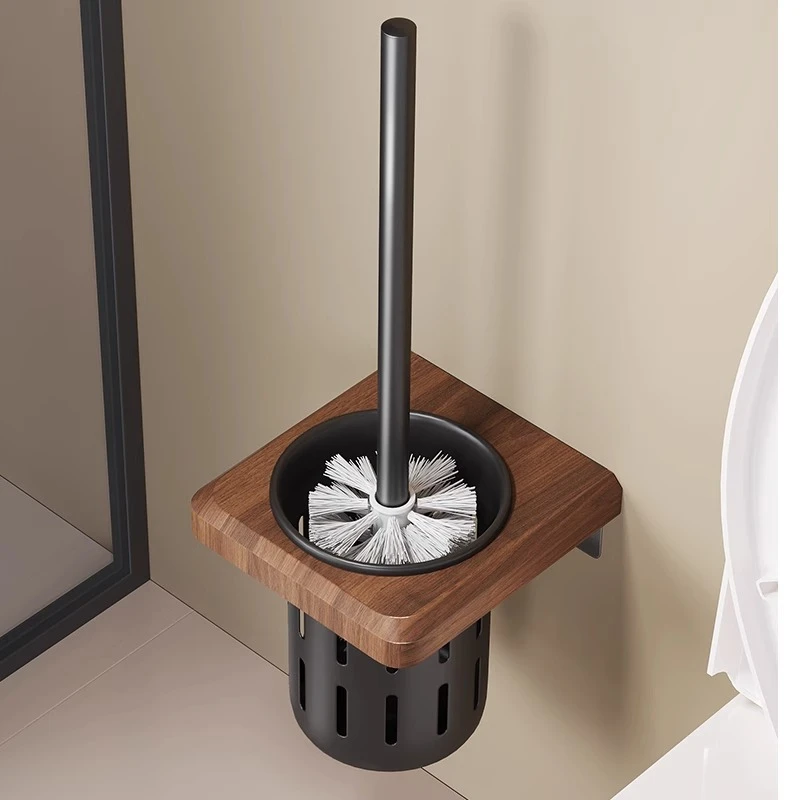 胡桃木马桶刷家用无死角厕所壁挂置物架新款套装卫生间收纳清洗