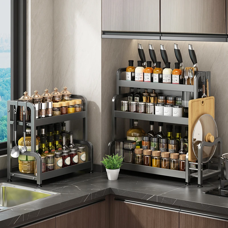 厨房调料置物架筷子刀架台面多功能调味厨具用品收纳架多层不锈钢
