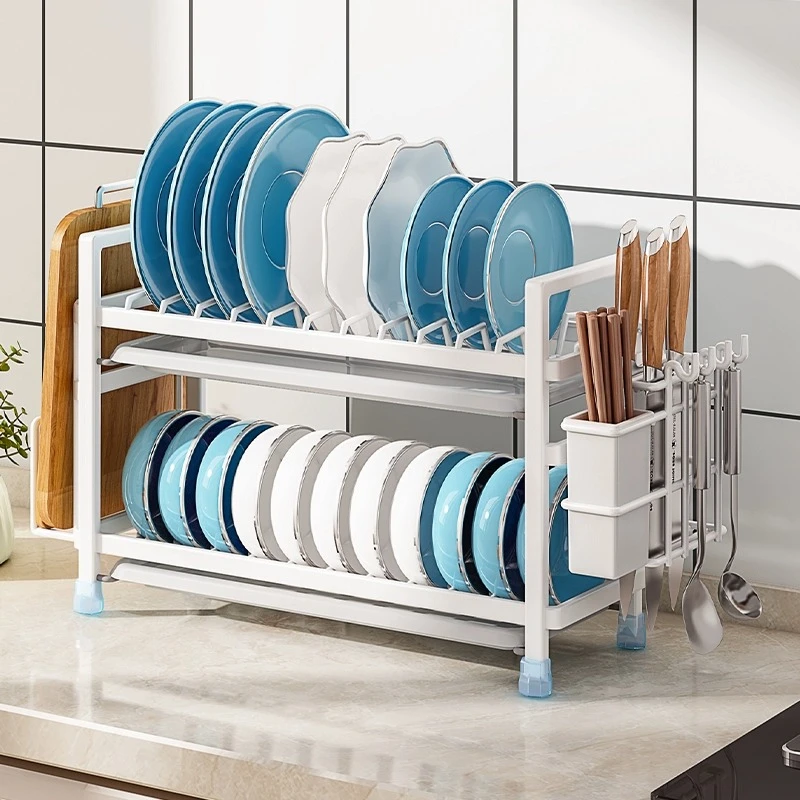 厨房碗碟架厨房台面盘子家用沥水收纳架子免安装置物架放碗筷专用