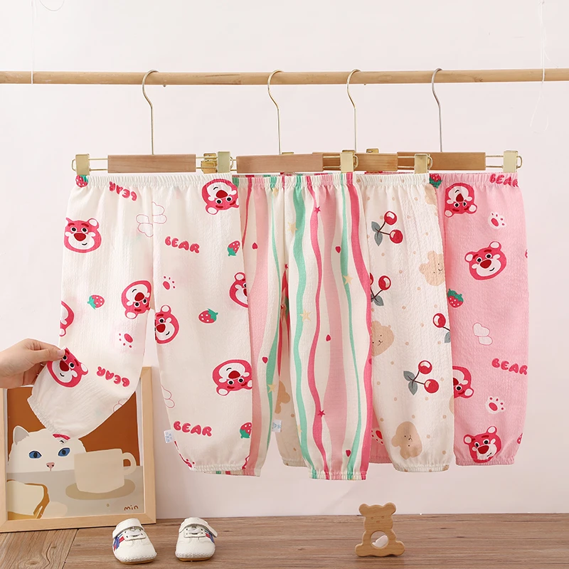 2024年新款夏季儿童防蚊裤女童宝宝宽松休闲卡通薄款长裤百搭韩版