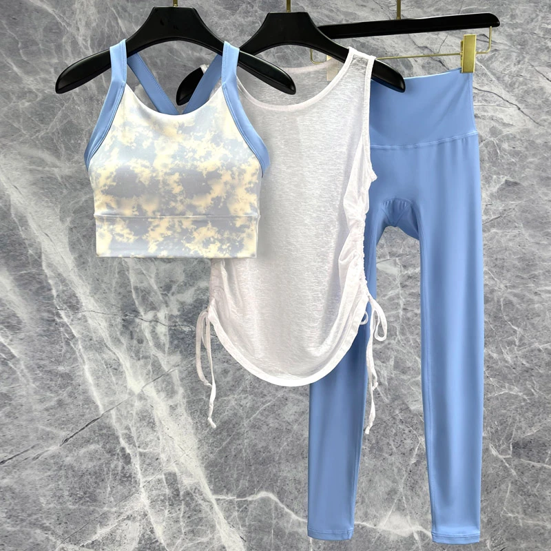 瑜伽服套装三件套专业时尚2025新款夏天普拉提运动夏季速干健身