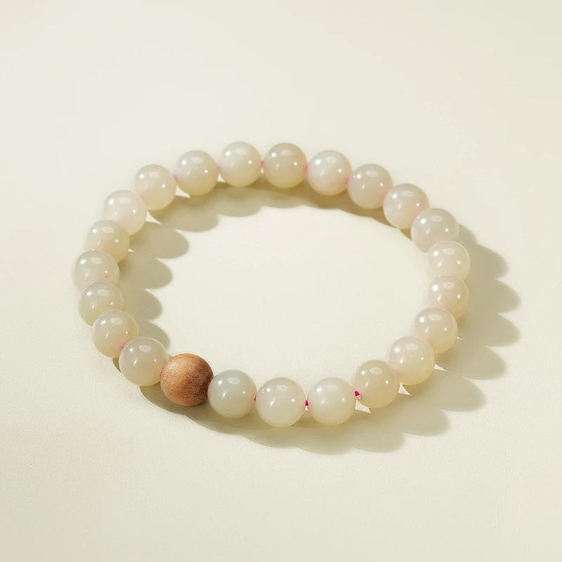 【鑫浩矿业】新疆和田玉-老熟藕色卡8手串一条 单圈玉手串女士时尚