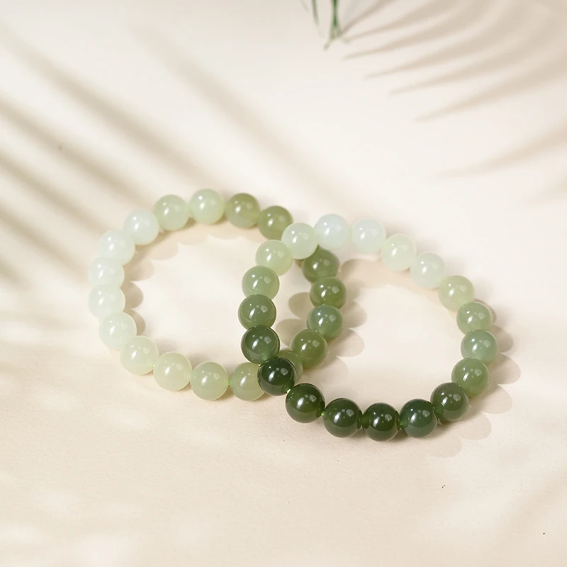 【鑫浩矿业】新疆和田玉-湖水渐变特级卡10手串一条 多样性发货一件