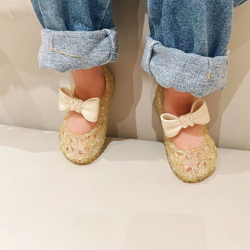 2023夏季新款MINIDD女童凉鞋蝴蝶结公主鞋宝宝舒适透气软底果冻鞋