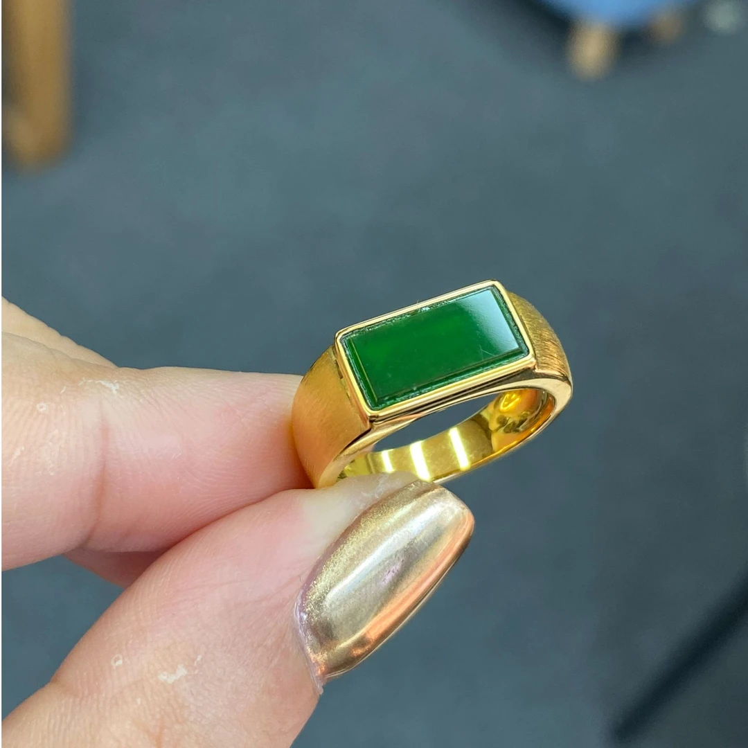 天然危地马拉A货翡翠轻奢时尚百搭精致戒指镶嵌（圈号咨询客服）