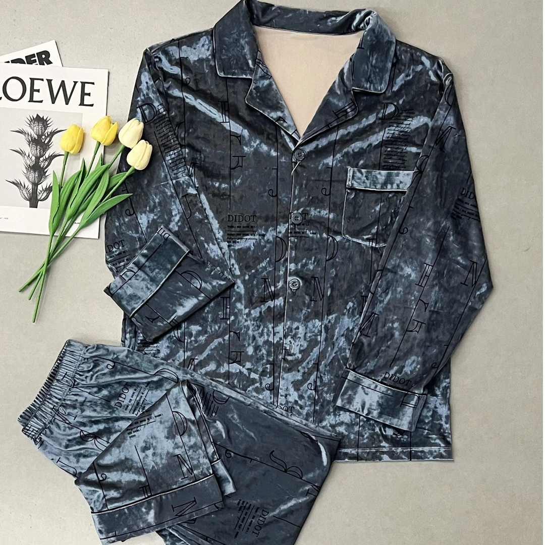 【素源】男款金丝绒字母印花春秋居家服休闲套装