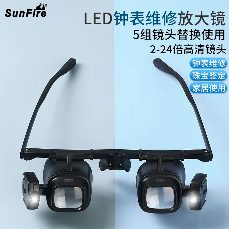 高倍24倍头戴眼镜便携式钟表维修放大镜led灯手机电子元件焊接用