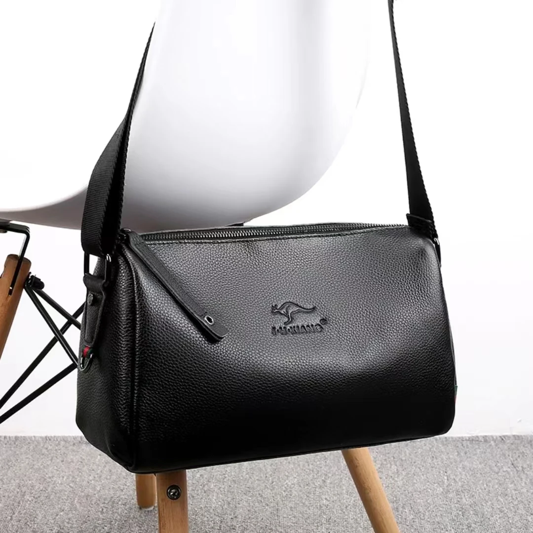 真皮时尚男士机车包大容量头层牛皮斜挎包休闲百搭全牛皮单肩包