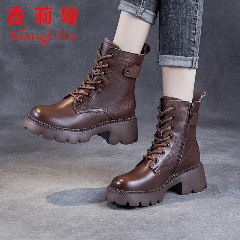 马丁靴女款2025秋冬新款女靴真皮英伦风厚底短靴头层牛皮爆款靴子