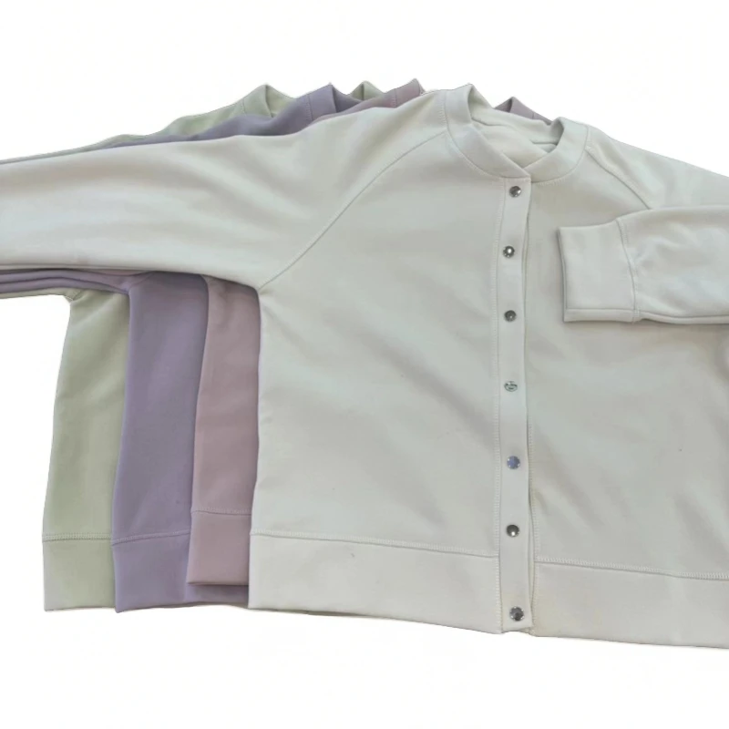 娜姐家【休闲宽松刺绣】时尚立领秋季长袖纯色女款百搭钉扣