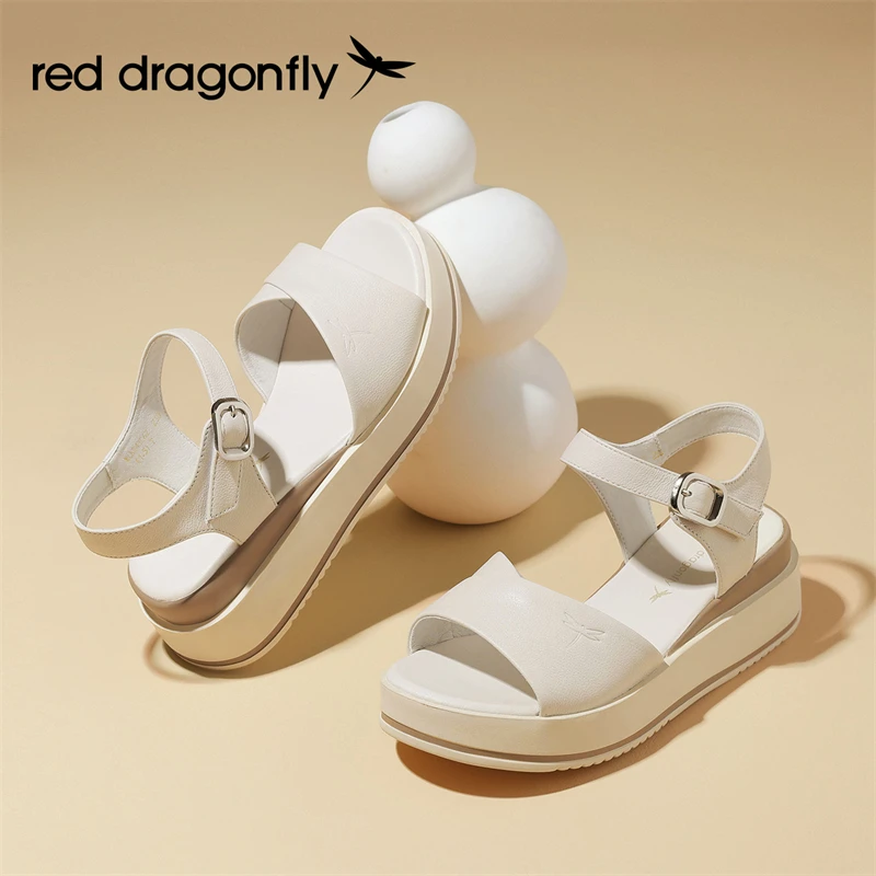 「尤莱特」红蜻蜓女士夏季薄款透气百搭复古风一字式扣带时装凉鞋