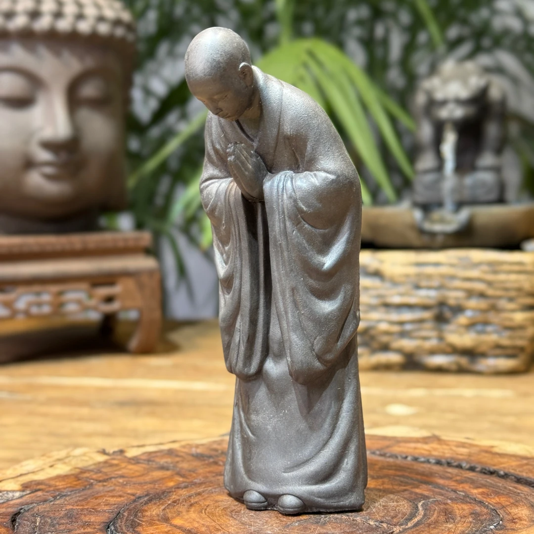 新中式鞠躬佛禅意和尚桌面书房茶室盆景创意工艺品